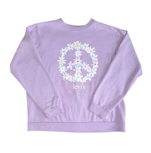 Levi's | Lavender Sweatshirt with Floral Peace Design Size Medium